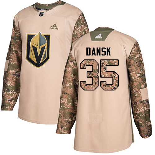 Adidas Golden Knights #35 Oscar Dansk Camo Authentic Veterans Day Stitched NHL Jersey - Click Image to Close